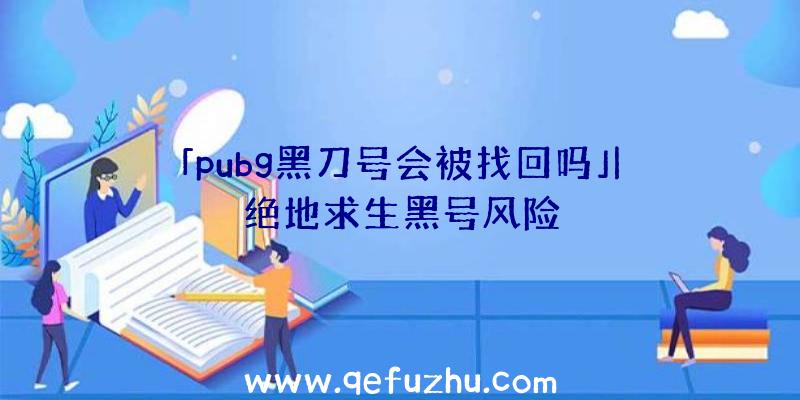 「pubg黑刀号会被找回吗」|绝地求生黑号风险